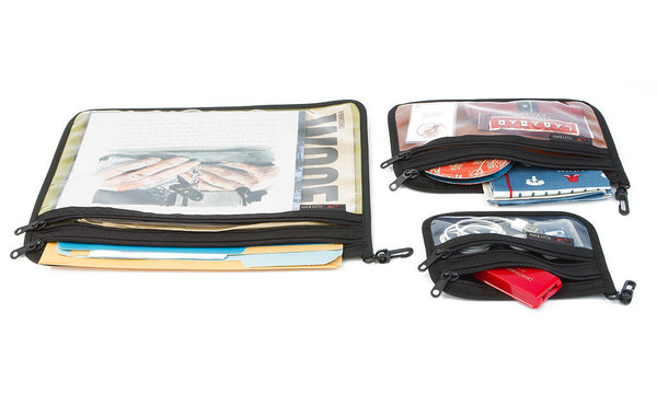 Small, Medium and Large Double Organizer Pouch all filled